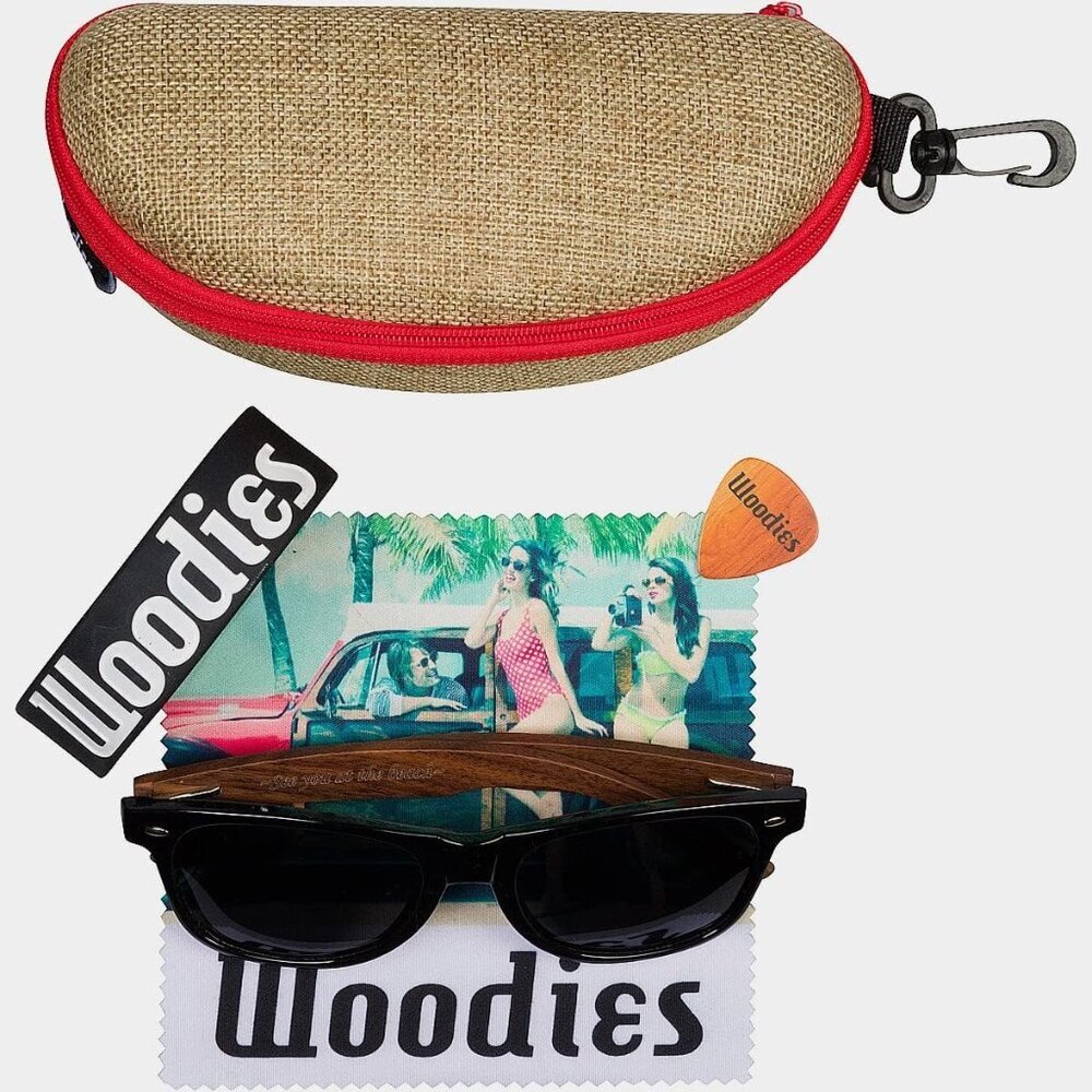 Walnut Wood Sunglasses with Black Polarized Lenses for Men and Women | 100% UVA/ - Picture 5 of 9